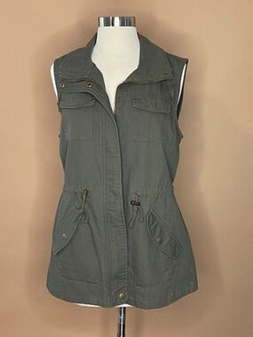 Sebby Olive Utility Cargo Vest Jacket Military Safari Style Medium